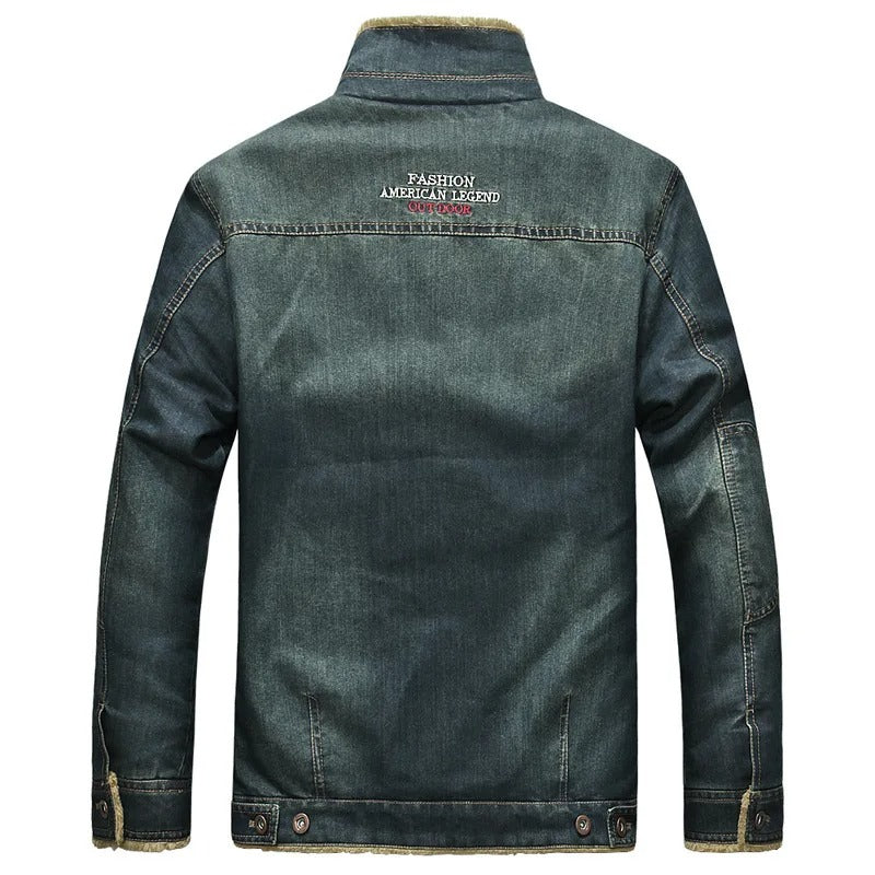 Giacca antivento in denim con fodera in pile Valeon — Capospalla confortevole - Desfino