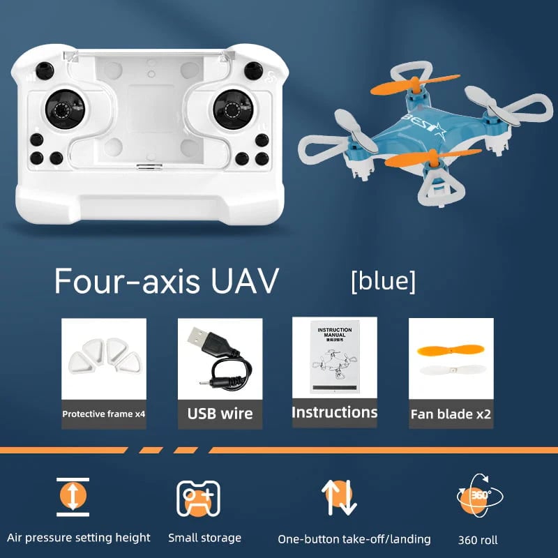 Mini drone acrobatico RC - Mantenimento automatico della quota, capriole a 360°, decollo con un tocco - Desfino