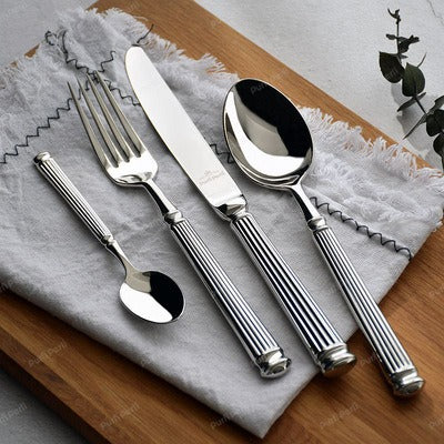 Bellemont Roman Flatware Set — Heavyweight, Classical Pillar Design - Desfino