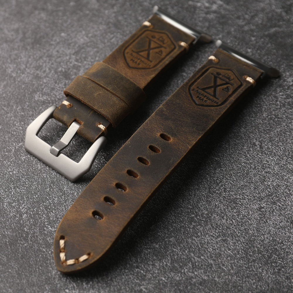 Brookmere Full Grain Leather Strap — Vintage Patina Style Samsung Galaxy Watch Ultra