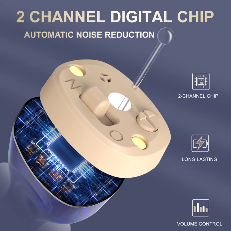 Invisible Rechargeable Hearing Amplifiers — In-Ear Design, Two-Channel Digital Sound, Wireless Charging Case