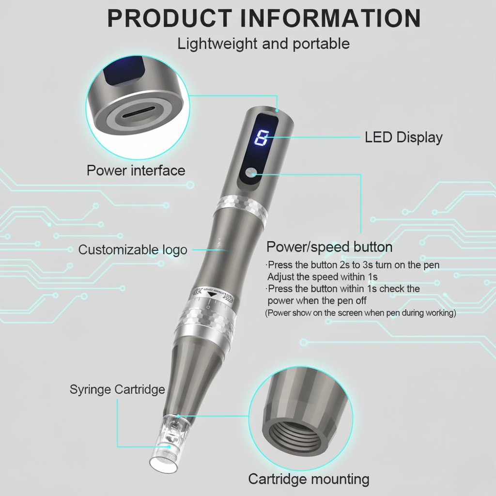 Lápiz recargable de microneedling — cartucho nanoespiral, renovación de la piel - Desfino