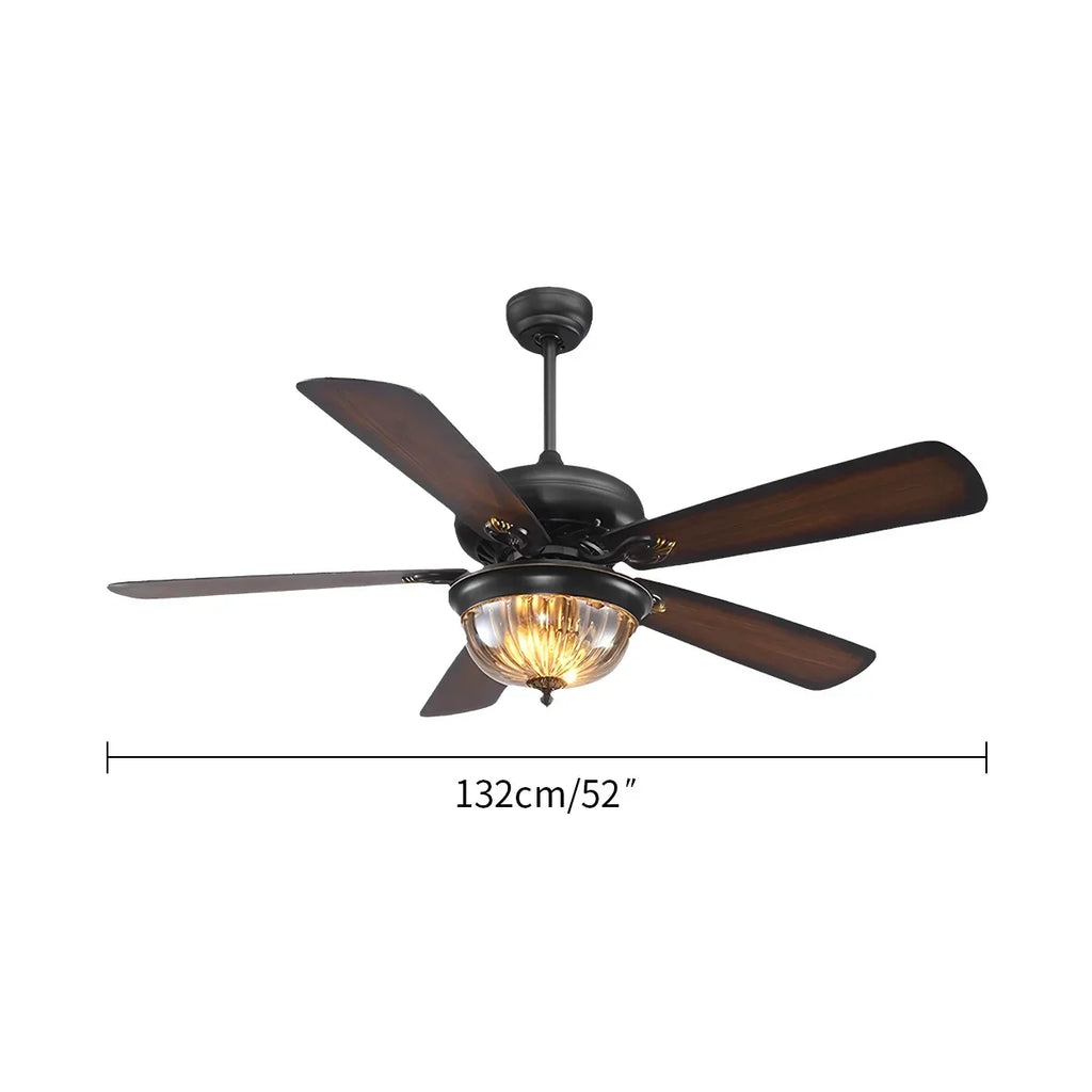 Vintage-Deckenventilator mit Holz und Licht für das Wohnzimmer | Desfino