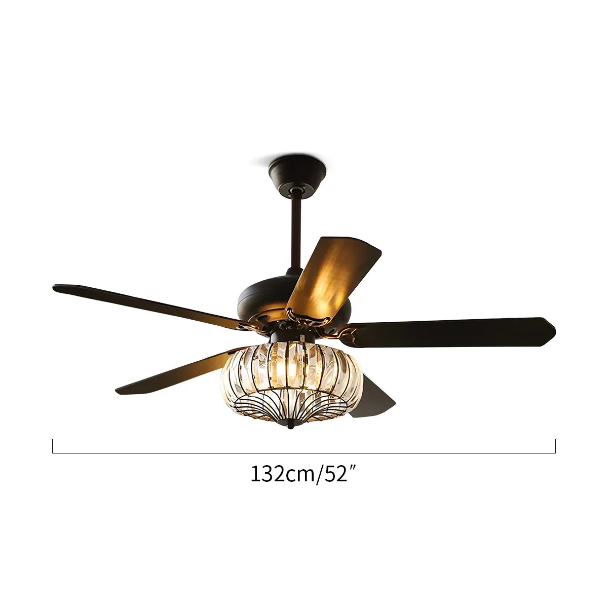 Vintage Crystal Ceiling Fan with Light | Desfino