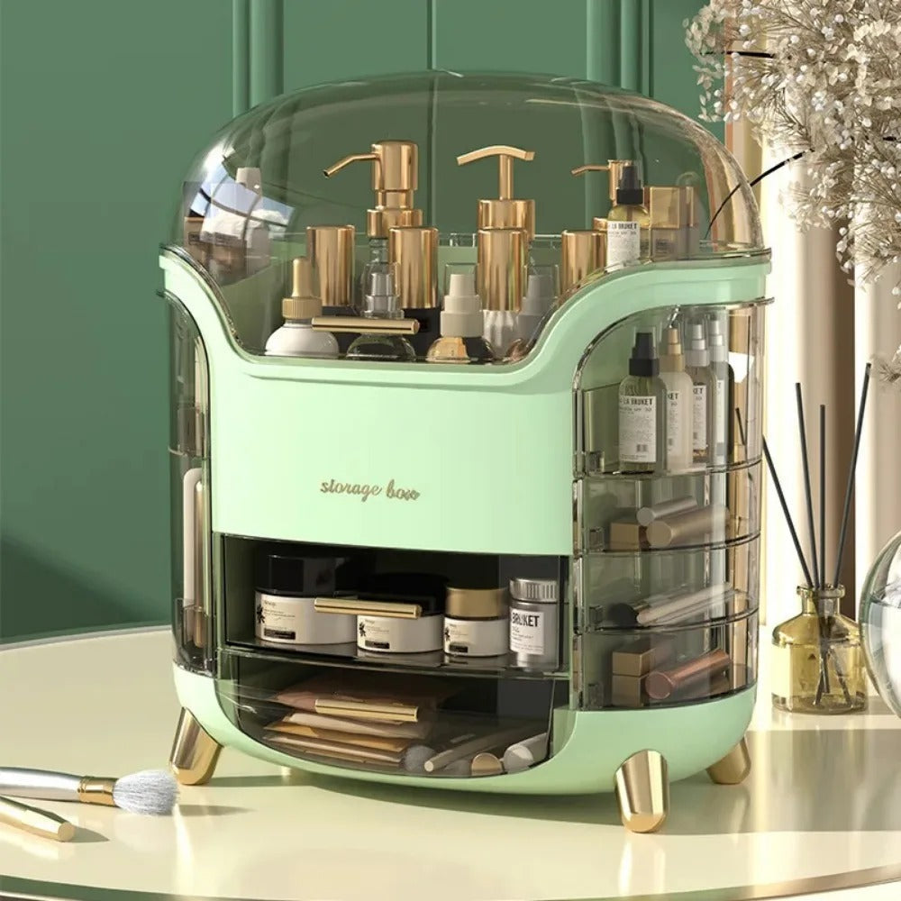 CrystalView Organisateur de maquillage - Grande boîte de rangement antipoussière - Desfino