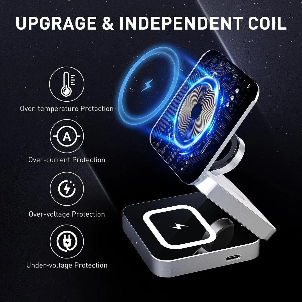 NovaCharge 3-in-1 Magnetic Charger — iPhone, AirPods & Watch | Desfino