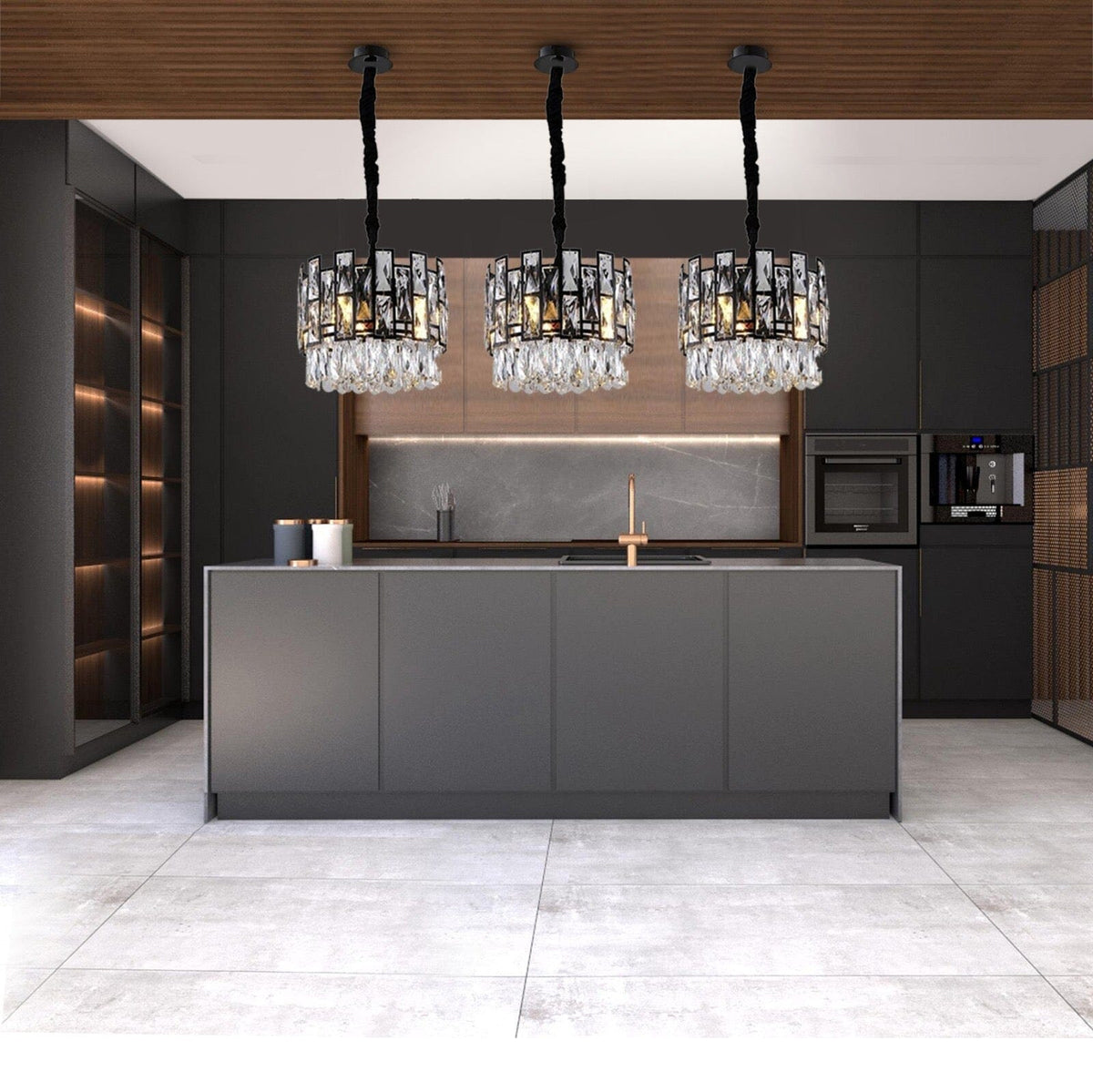 Lunara Crystal Pendant Light — Stainless Steel LED Fixture - Desfino