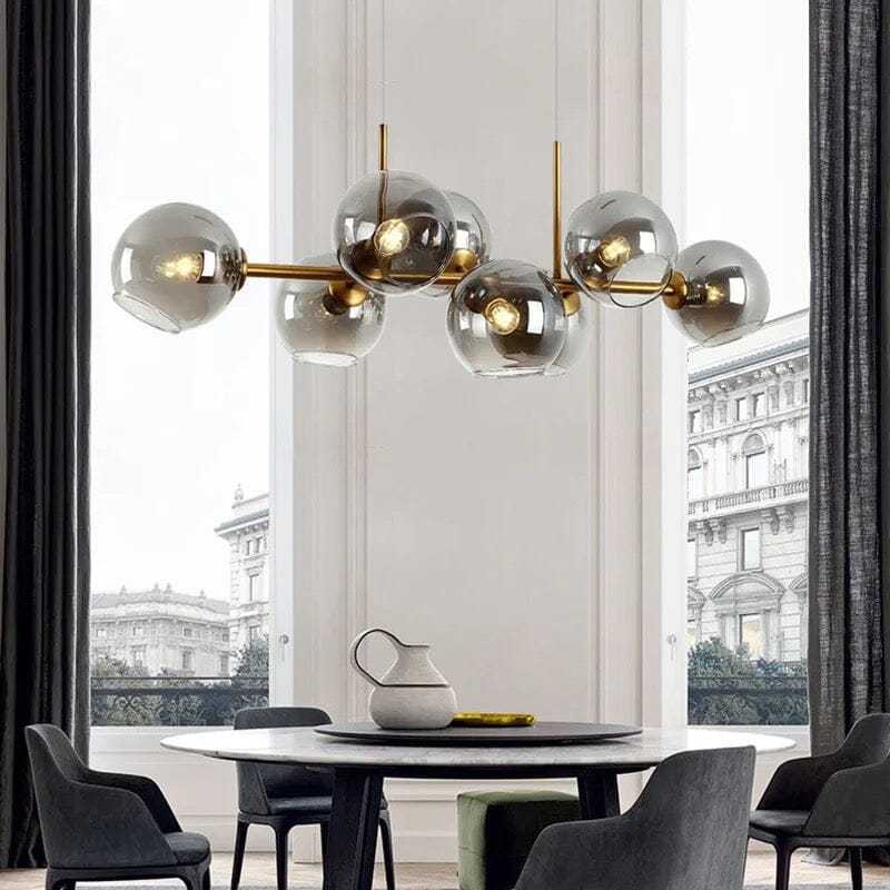 Aveline-bubbelkroonluchter — zwarte en gouden hanglamp van 56 W, 40 x 110cm - Desfino