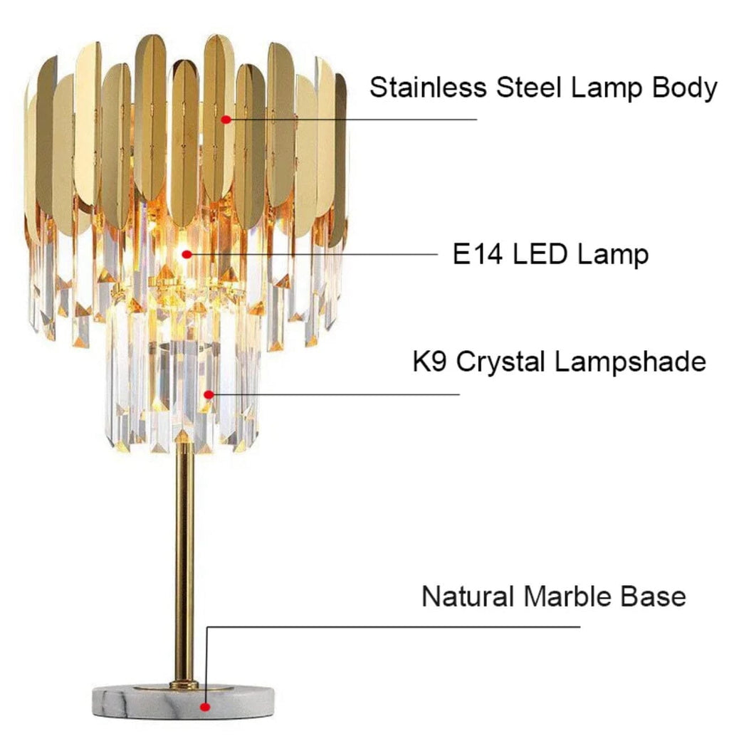 Lampe sur pied et de table LED en cristal Elyra — 3 sources lumineuses - Desfino