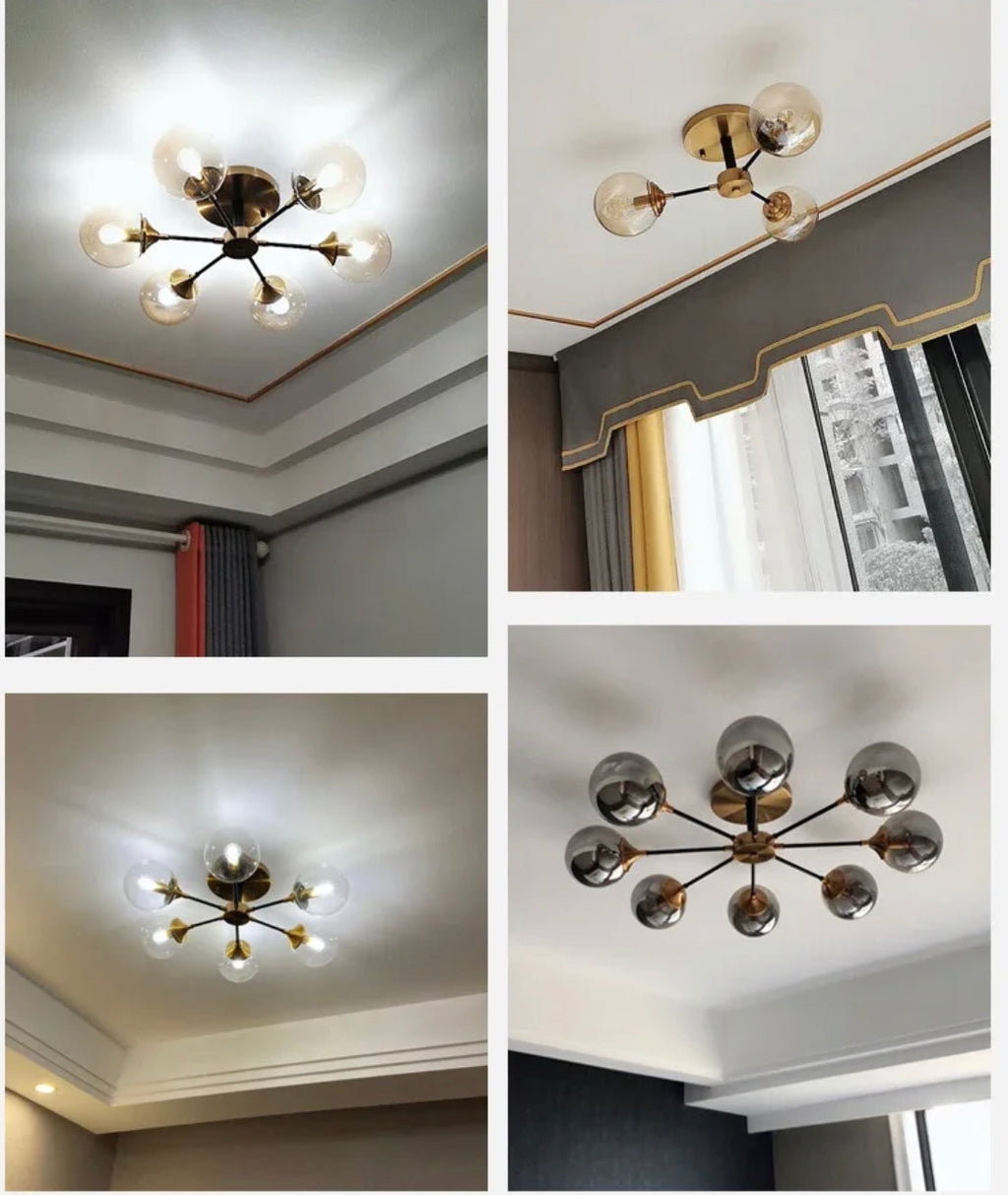 8-Light Glass Globe Chandelier in Jade