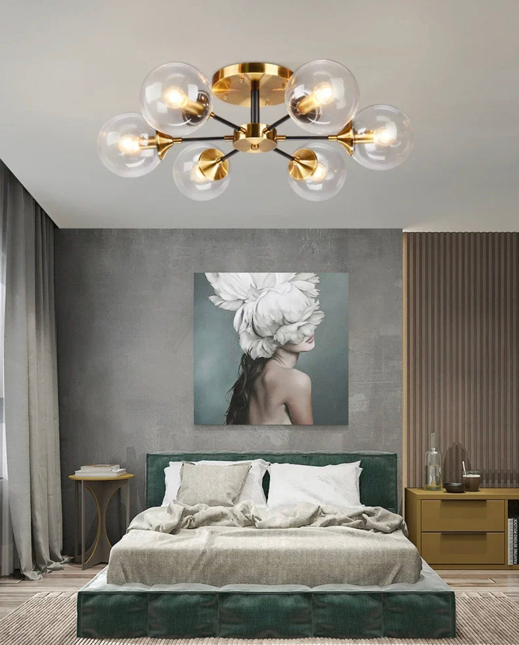 8-Light Glass Globe Chandelier in Jade