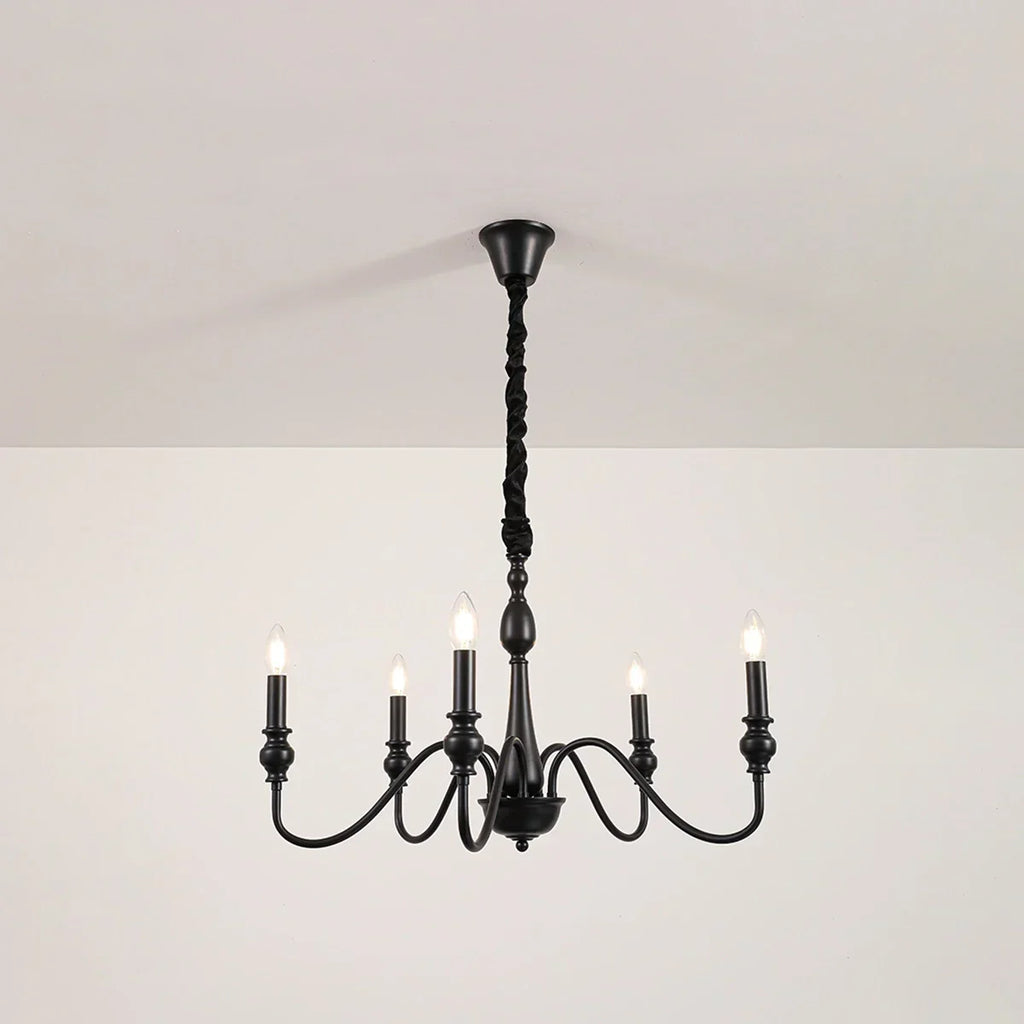 American Simple Black Candle-Style Chandelier | Desfino