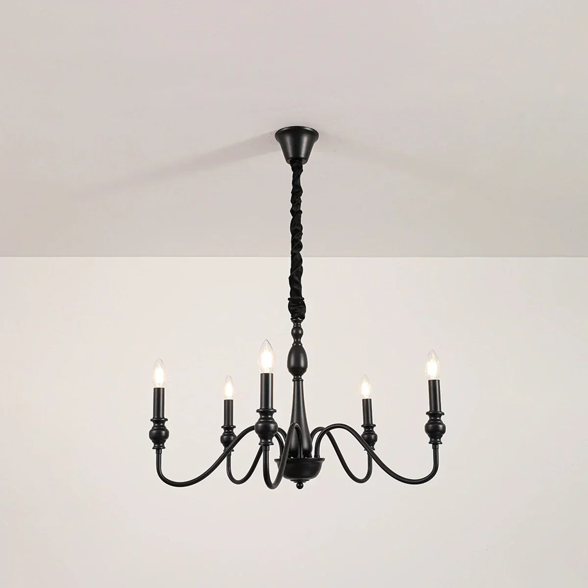 American Simple Black Candle-Style Chandelier | Desfino