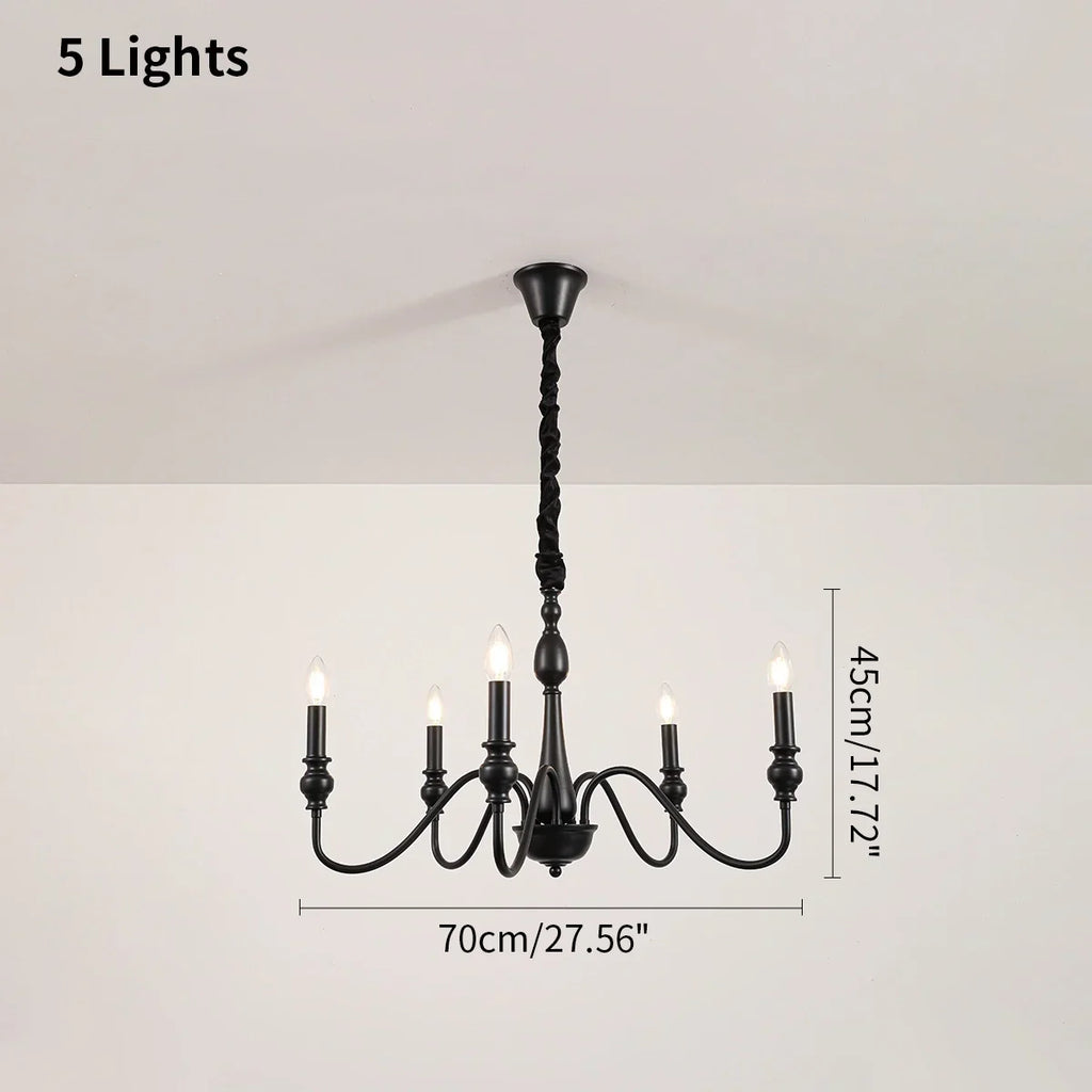 American Simple Black Candle-Style Chandelier | Desfino