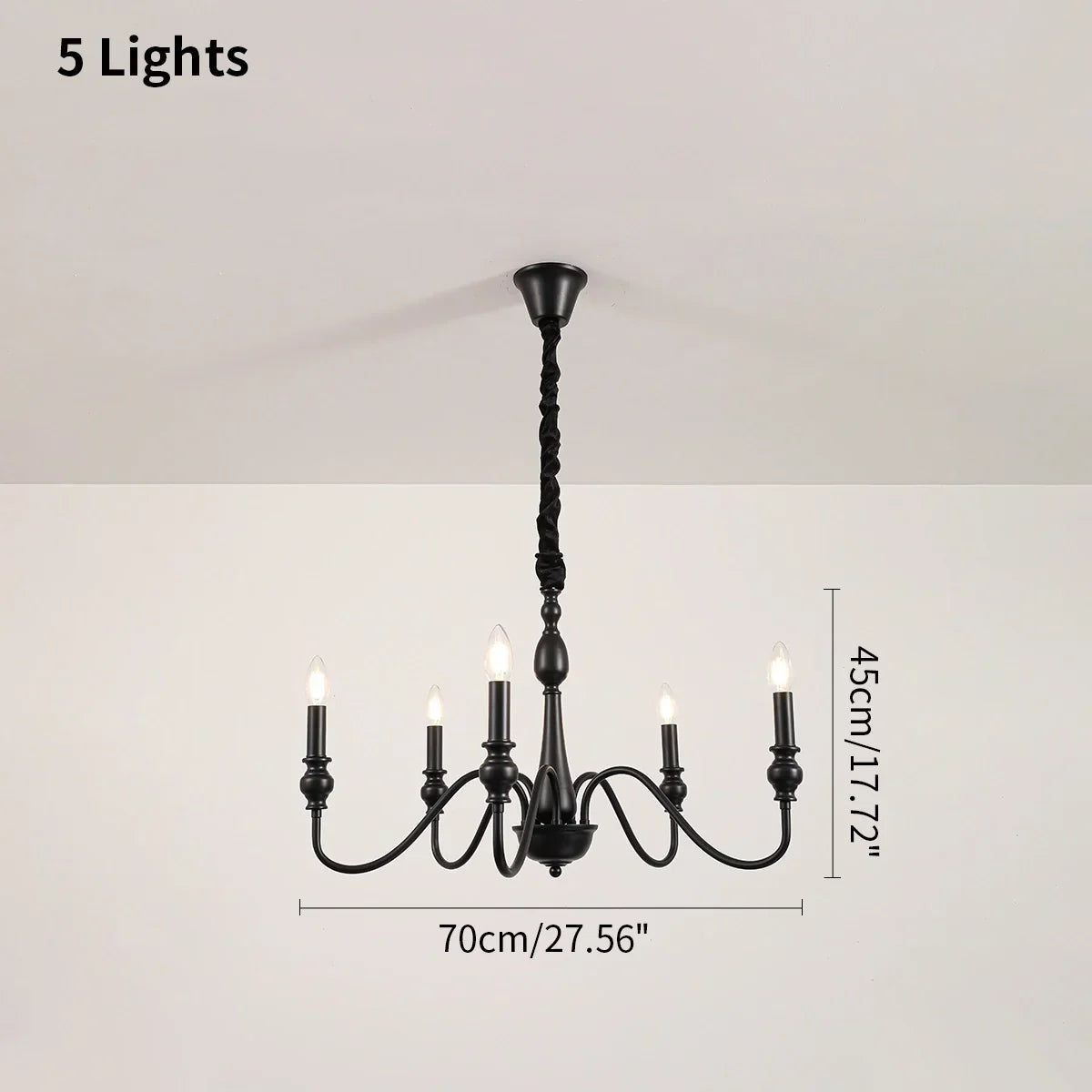 American Simple Black Candle-Style Chandelier | Desfino