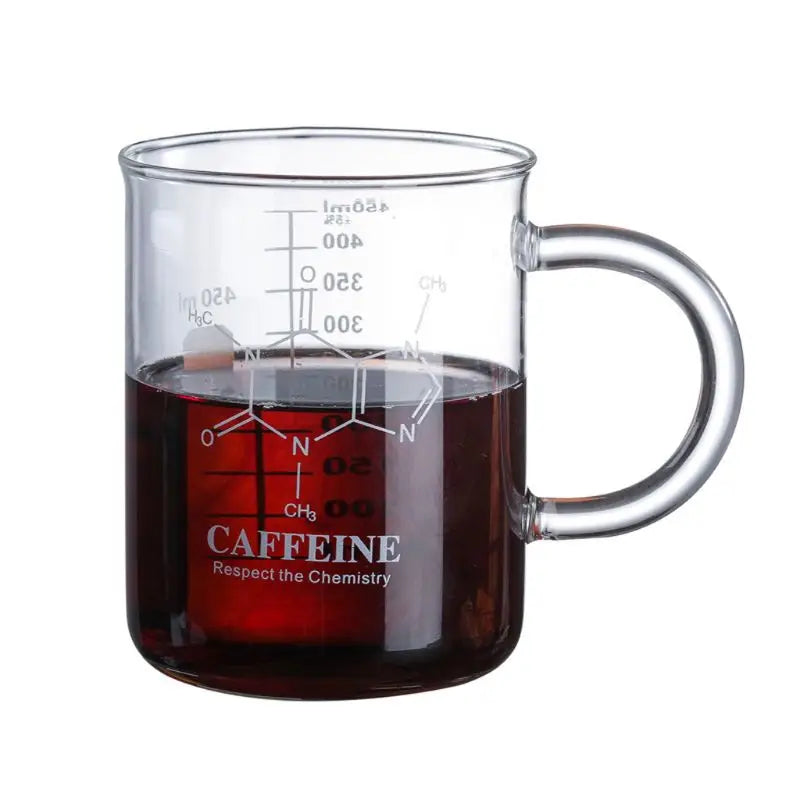 Cană de laborator Quellon cu moleculă de cofeină — cadou pentru iubitorii de cafea - Desfino
