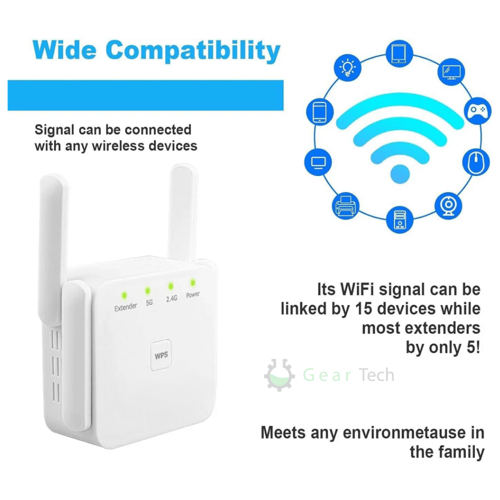 AeroLink Dual-Band 5G WiFi-forstærker — trådløs rækkeviddeforstærker på 305 meter