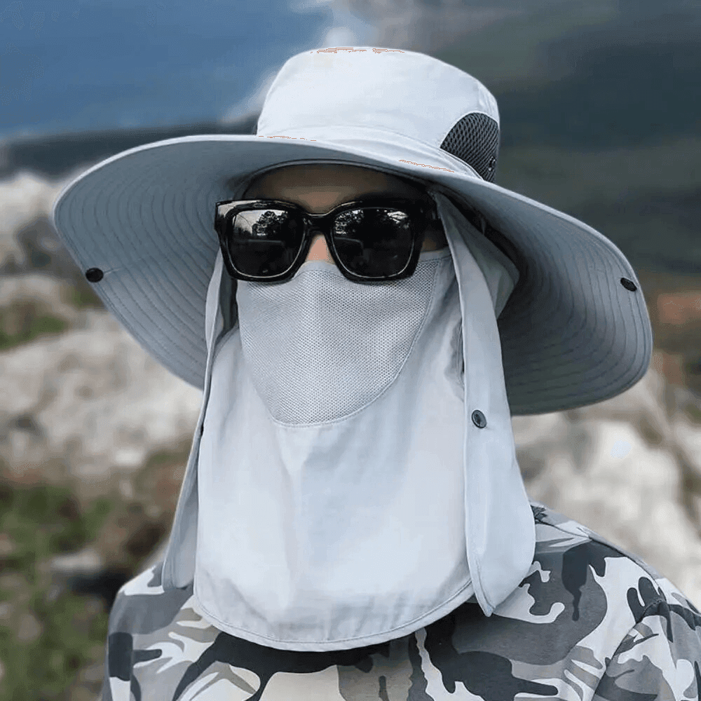 Sonnenhut mit breiter Krempe, 12 cm Krempenbreite - atmungsaktiver Sonnenschutz aus Mesh - Desfino