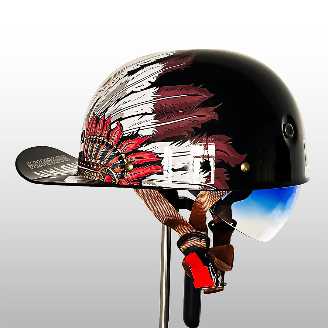 Moto baseballkasket-hjelm — DOT ECE-certificeret halvhjelm med lav profil - Desfino