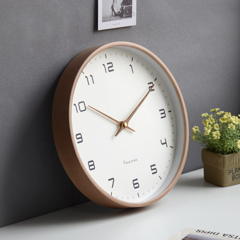 Scandinavian Solid Wood Wall Clock — Square Minimalist Design, 25 × 25 cm or 30 × 30 cm - Desfino