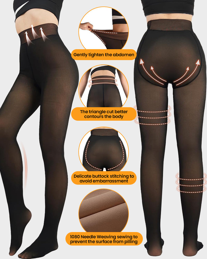 Translucent Fleece Lined Tights — Contoured Waist Support