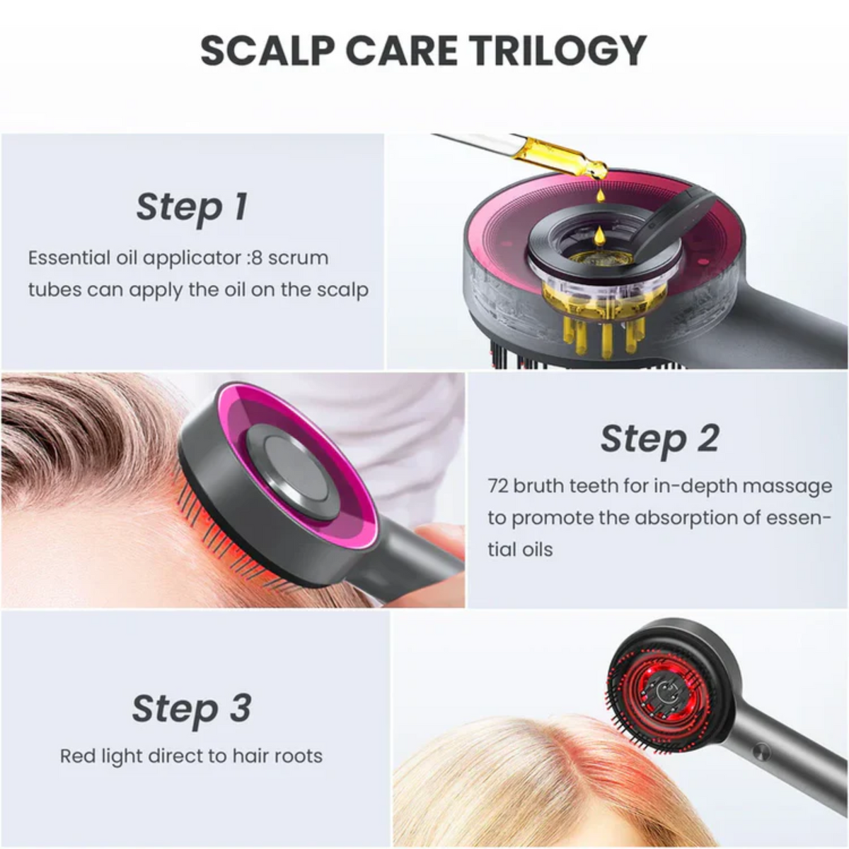 TressGlow Red Light Scalp Massager for Thinning Hair Support - Desfino