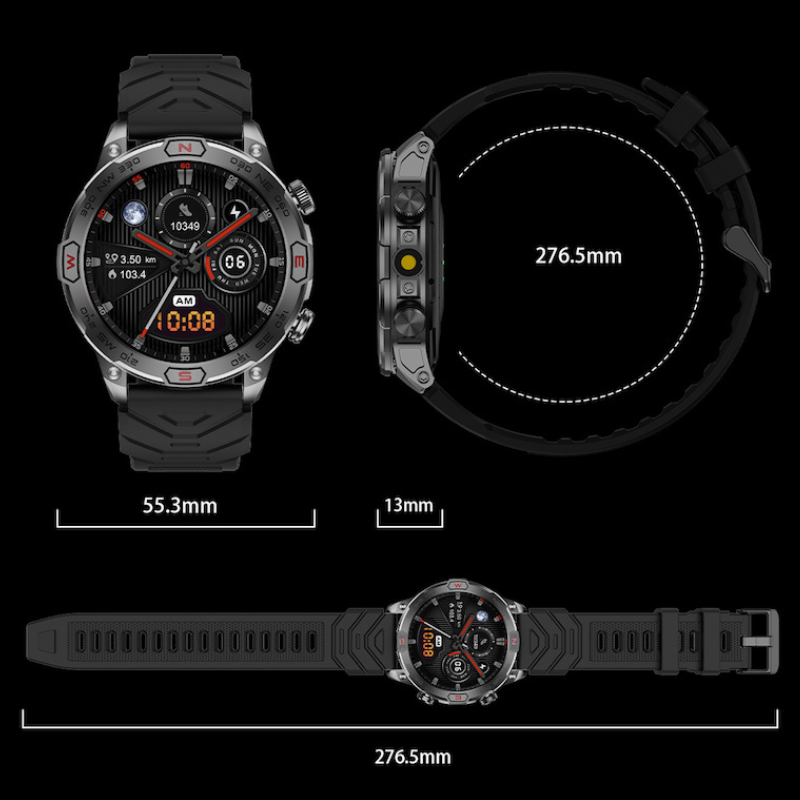 RidgePulse Pro Έξυπνο ρολόι — Παρακολούθηση GPS, καρδιακών παλμών και SpO2, κλήσεις - Desfino