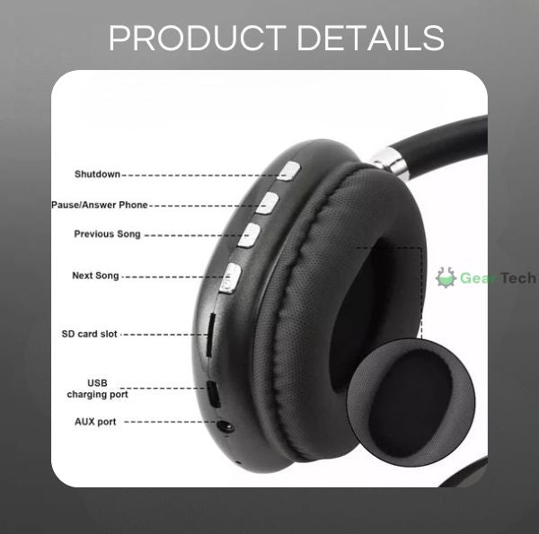 אוזניות Bluetooth Solara Pro — ANC, אלחוטיות, סוללה ל-40 שעות - Desfino