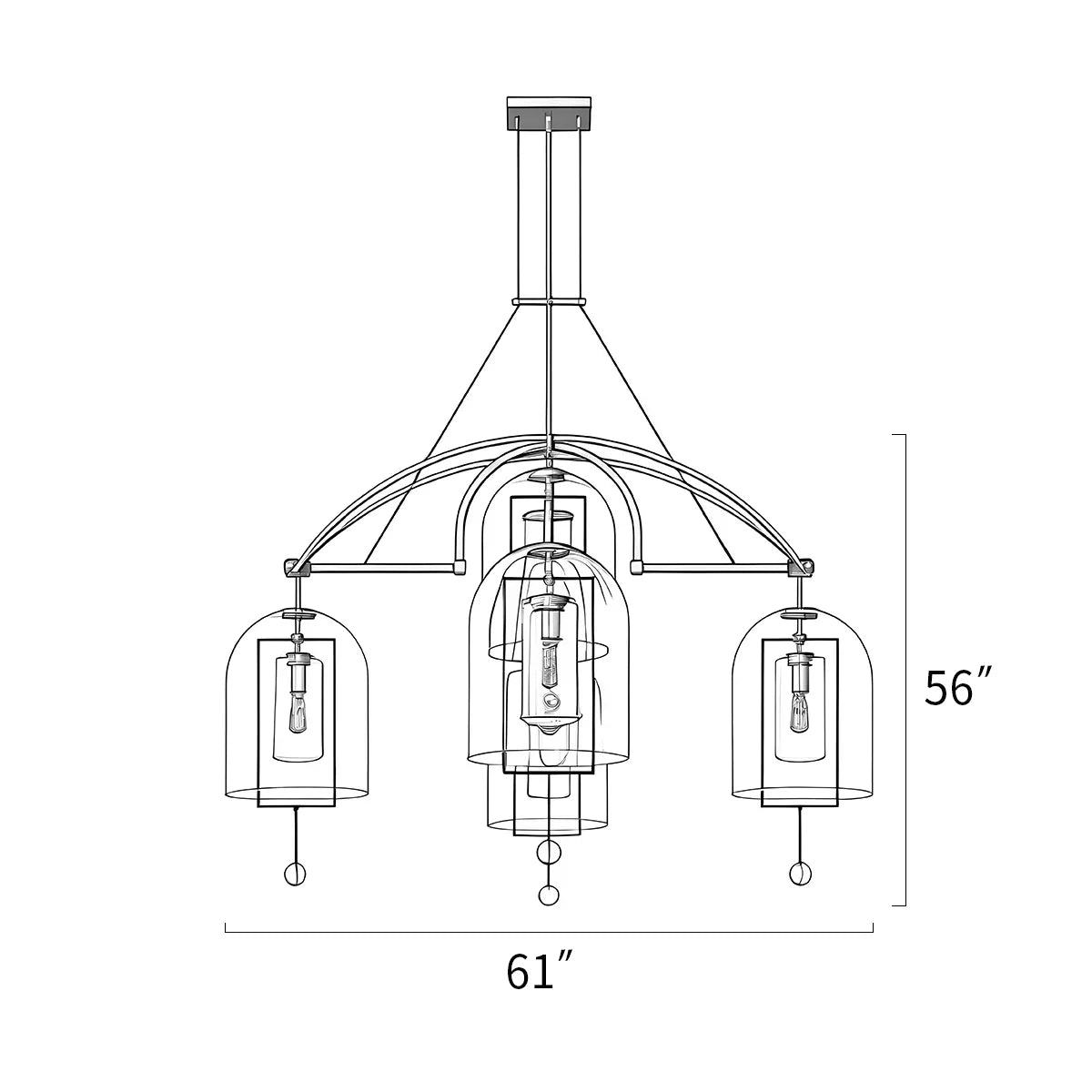 Bell Glass Chandelier for Living Room | Desfino