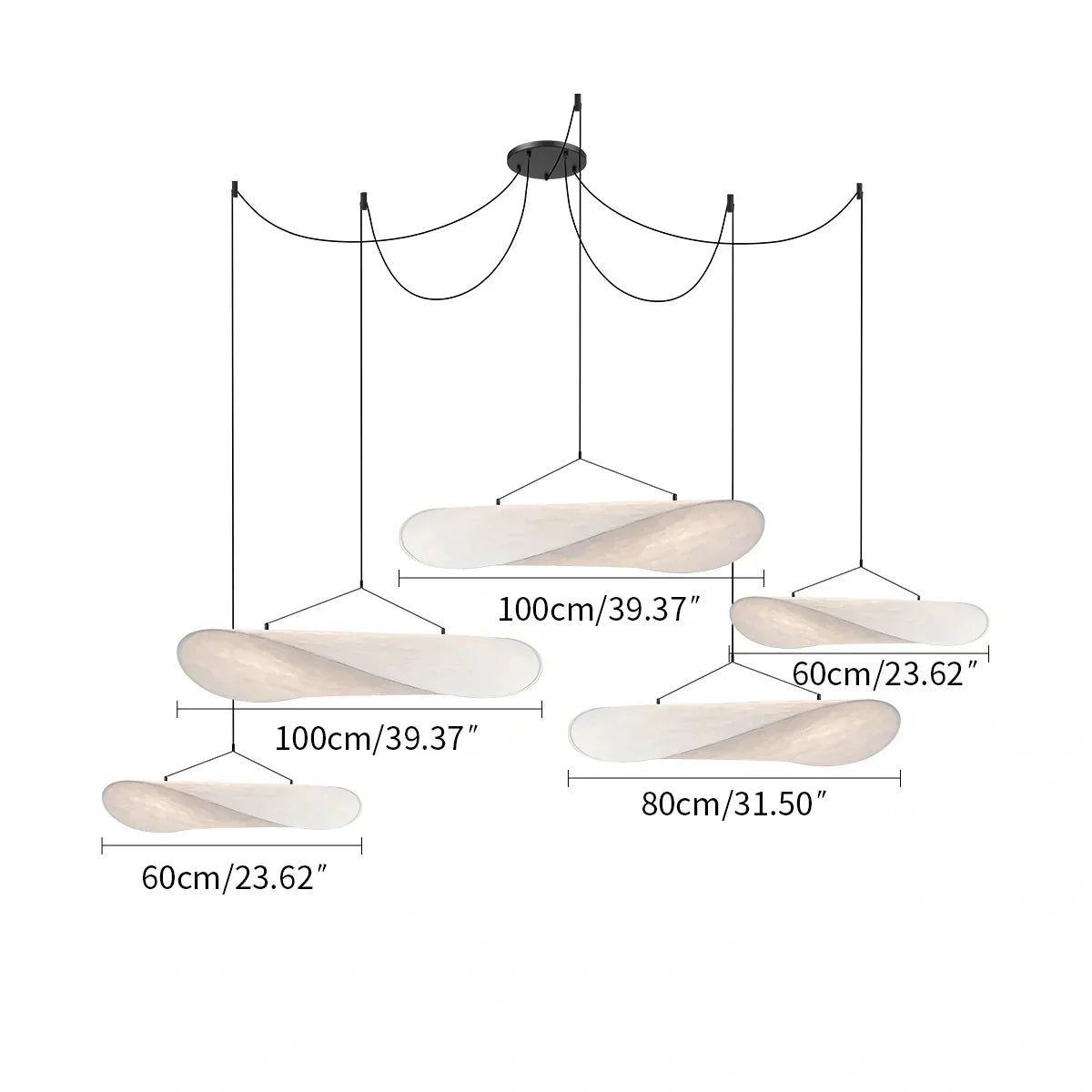 Zen Art Cloud Shape Silk Pendant Light for Living Room | Desfino