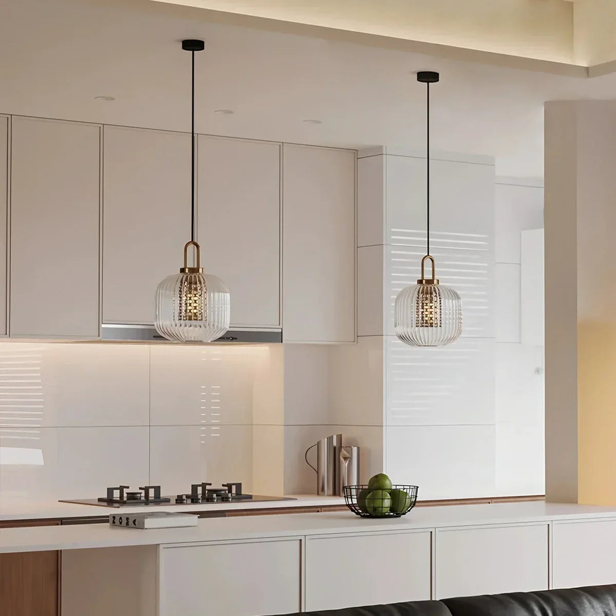 Modern Ribbed Clear Glass Pendant Light | Desfino