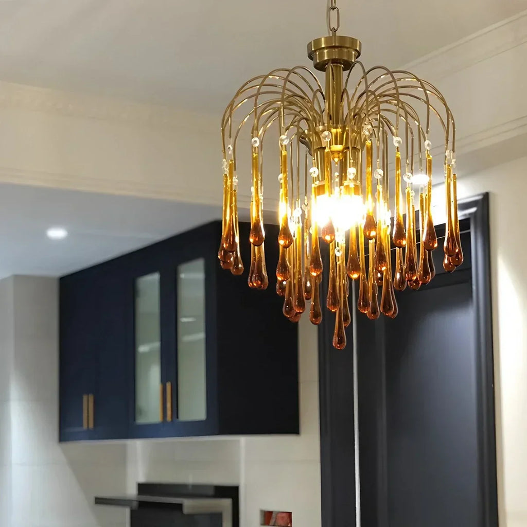 French Retro Water Drop Glass Chandelier | Desfino