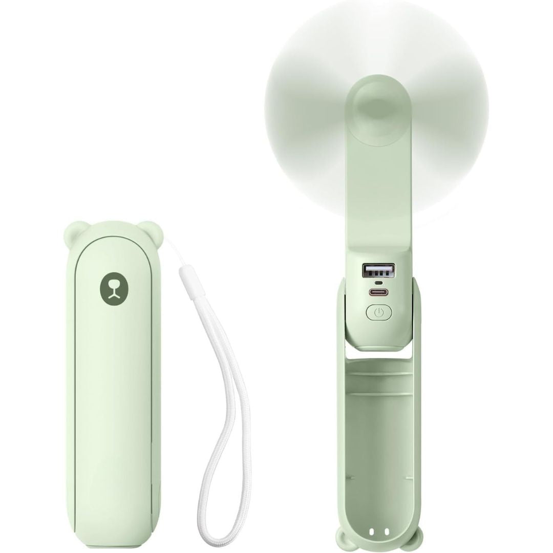 מאוורר מיני לנסיעות BreezyGo משולב 3 ב-1 — תאורת LED, סוללת גיבוי USB | Desfino