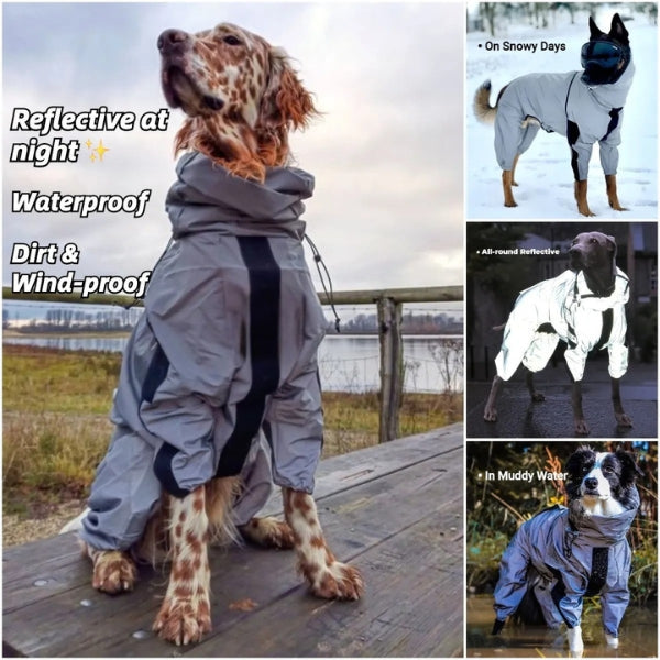 BarkDry Waterproof Dog Raincoat — Reflective Full-Leg Design