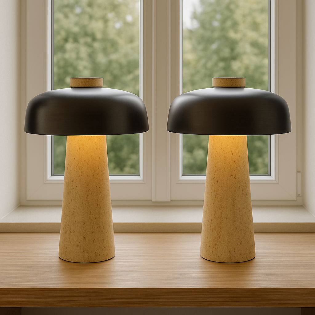 Svamplampa — modern dekorationsbelysning, stenfot | Desfino