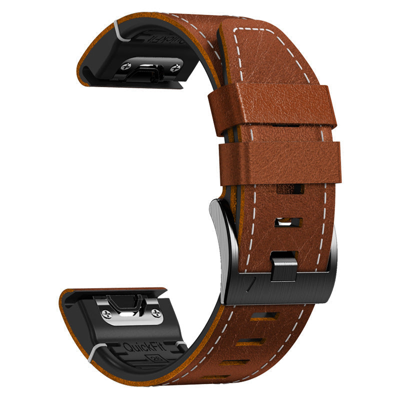 רצועת TPU ועור של Arion ל-Garmin Fenix 8, 7X, 6X Pro - Desfino