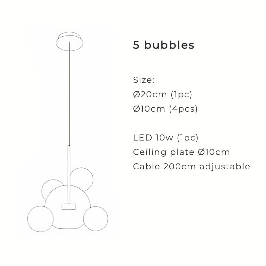 Nordic Snowball skleněný lustr — matně bílé/průhledné koule, teplé/bílé světlo - Desfino