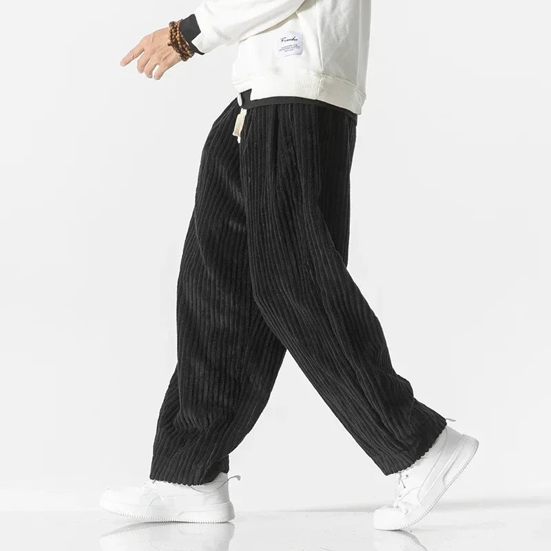 Pantalon large en velours côtelé Marlow — Pantalon jogger à cordon de serrage - Desfino