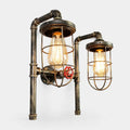 Wall Sconce — Vintage Cage Shade, Industrial Pipe Style
