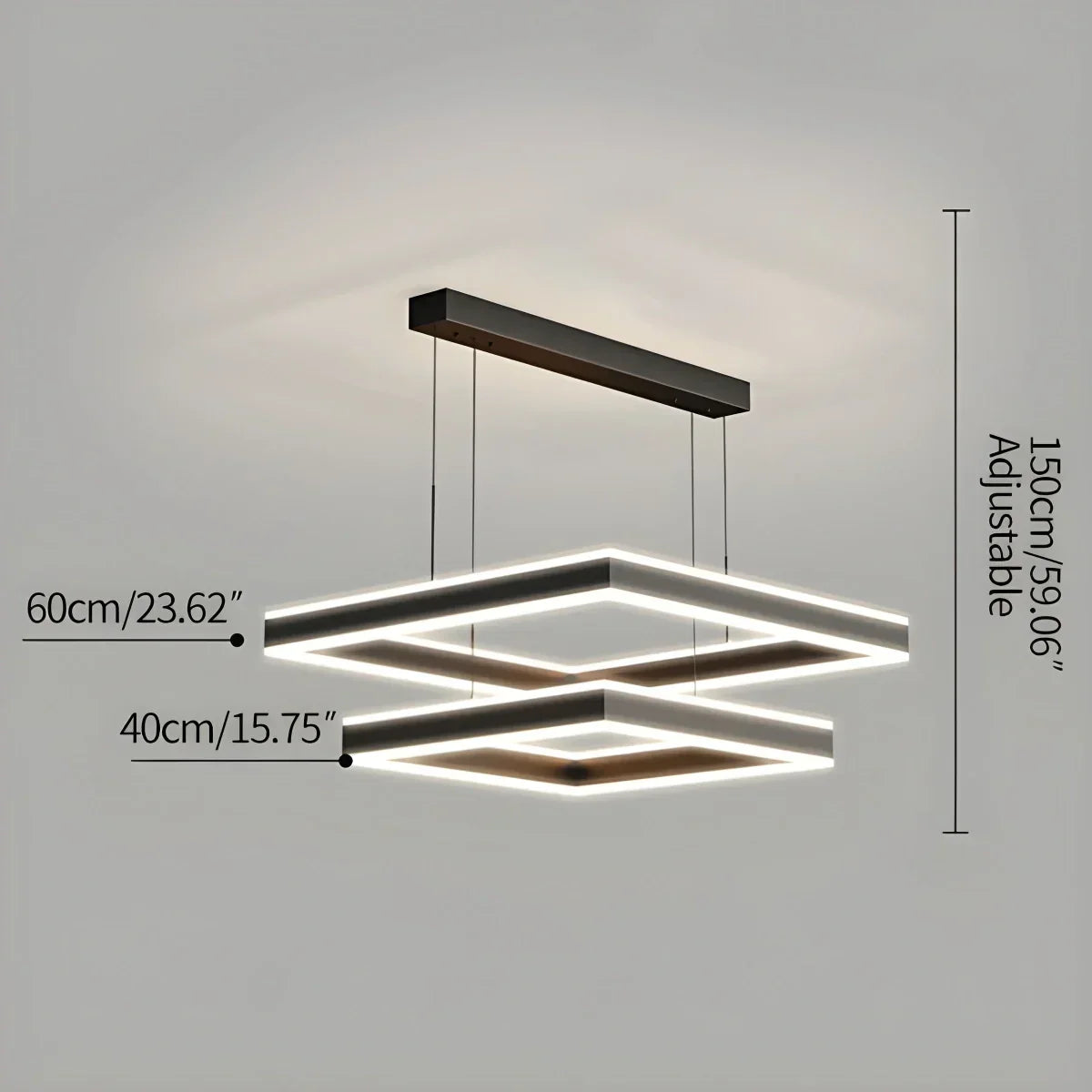 Tiered Black Square Pendant Lamp for Living Room | Desfino
