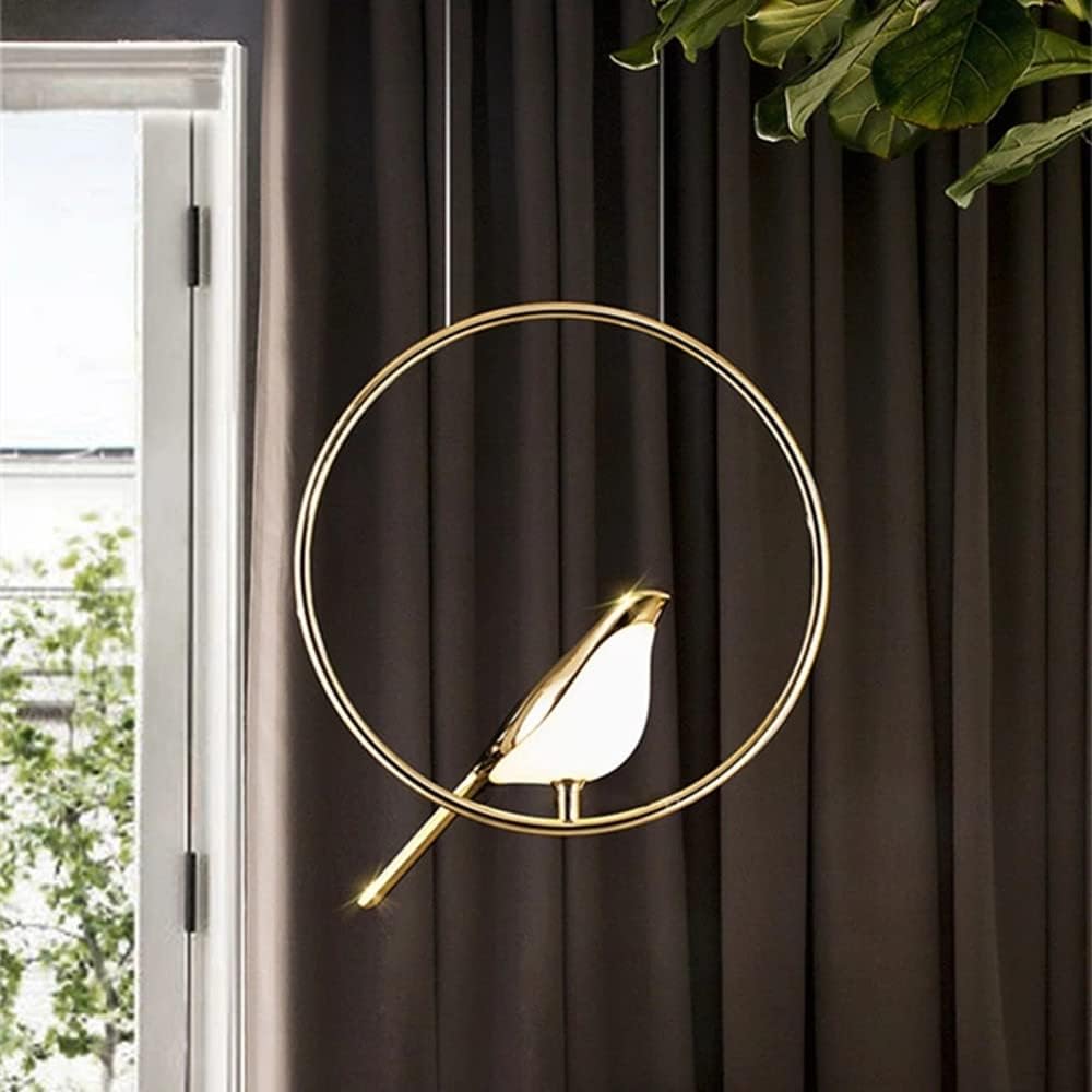 LumenBird Circle LED Pendant Lamp — Artistic Bird Design - Desfino