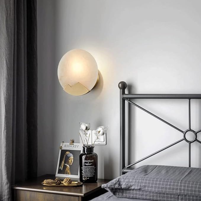 Applique LED in marmo Luma — design nordico minimalista, paralume rotondo | Desfino