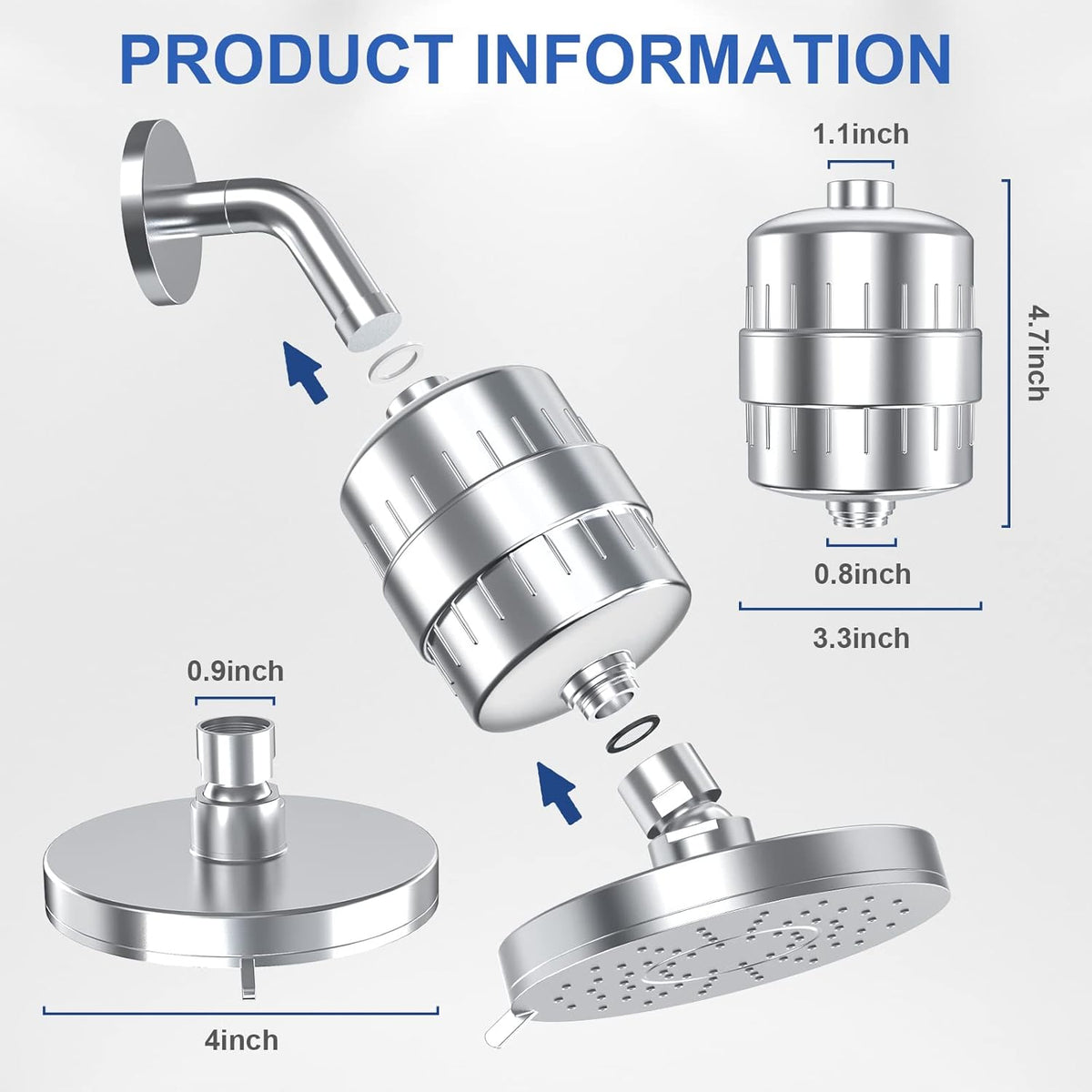 HydraVive Filtered Showerhead — Multi-Stage Filter, Strong Spray - Desfino