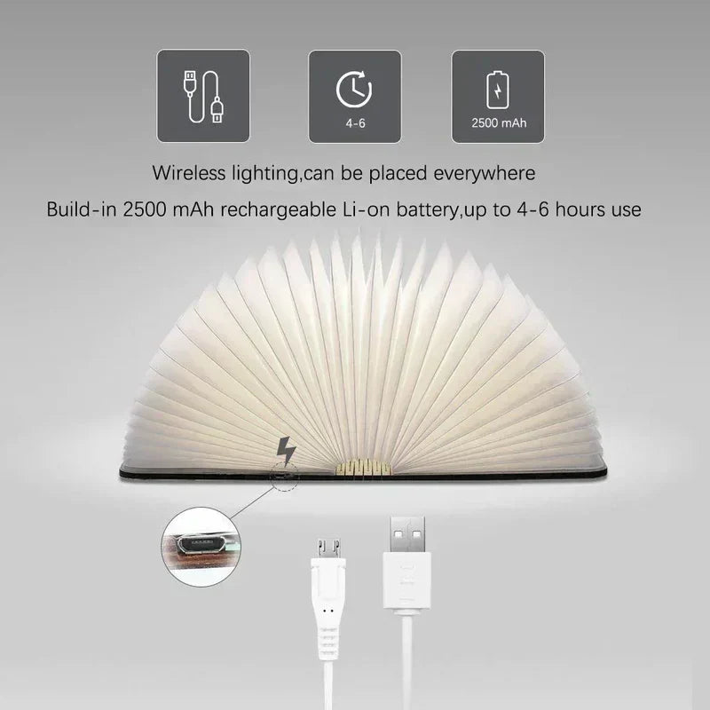 Veilleuse LED pliable en forme de livre Luminia — rechargeable, 7 couleurs - Desfino