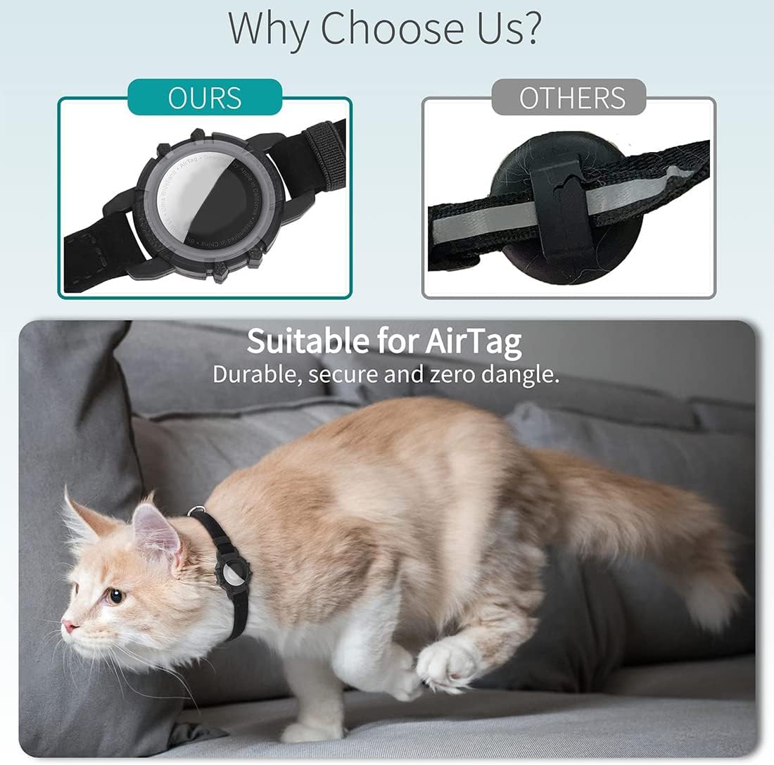 Collier réfléchissant pour chat à ouverture rapide - support réglable pour traceur GPS - Desfino