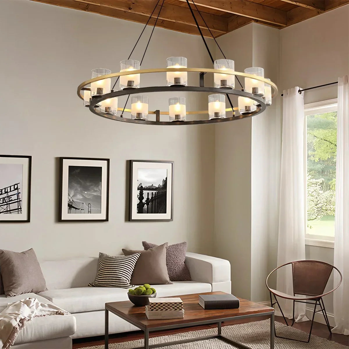 Nordic Art Simulation Candle Glass Chandelier | Desfino
