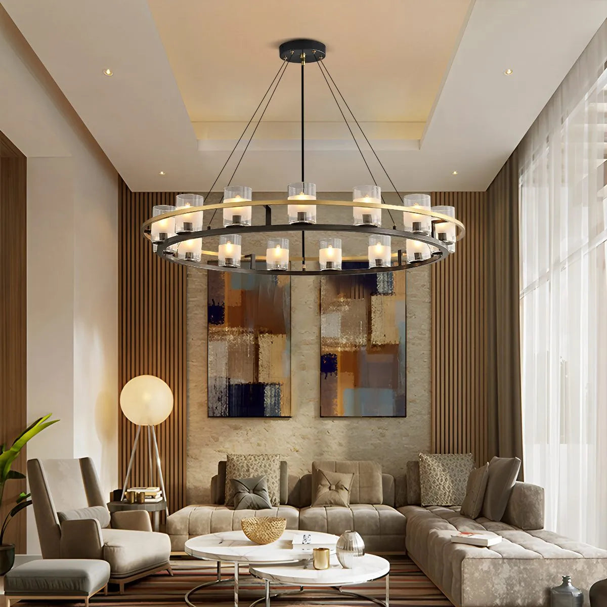 Nordic Art Simulation Candle Glass Chandelier | Desfino