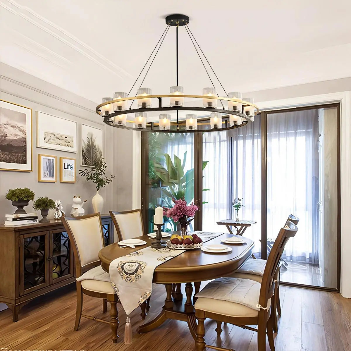 Nordic Art Simulation Candle Glass Chandelier | Desfino