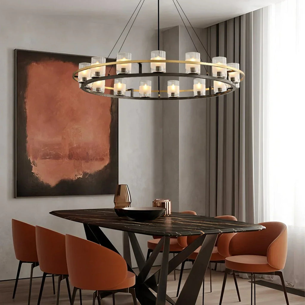 Nordic Art Simulation Candle Glass Chandelier | Desfino