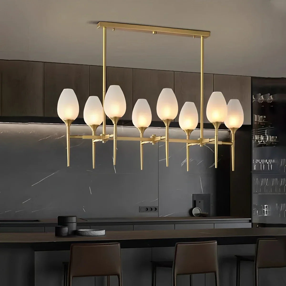 American All-Copper Bud Glass Chandelier | Desfino